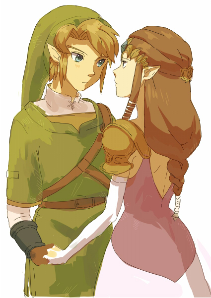 link and princess zelda (the legend of zelda and 1 more) drawn by o-yuki