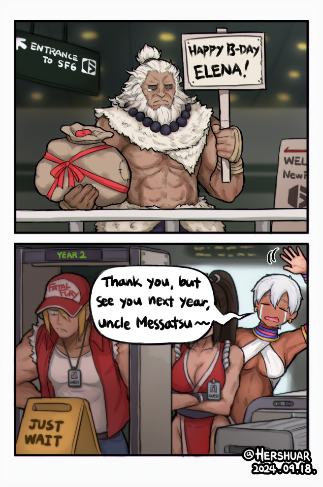 shiranui mai, terry bogard, elena, and akuma (street fighter and 3 more) drawn by hershuar