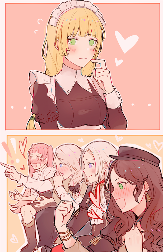edelgard von hresvelg, hilda valentine goneril, dorothea arnault, ingrid brandl galatea, and mercedes von martritz (fire emblem and 1 more) drawn by kvlen