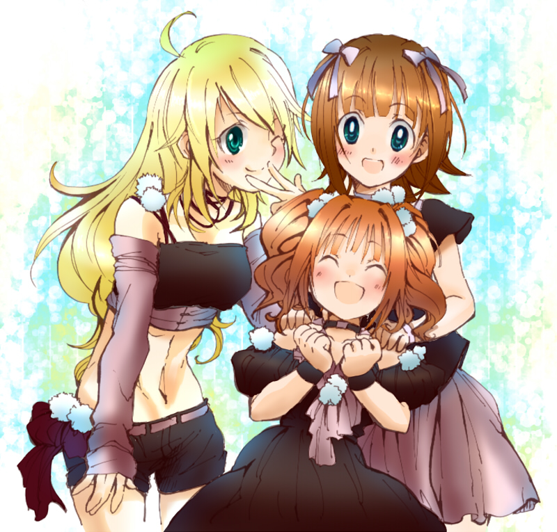 hoshii miki, amami haruka, and takatsuki yayoi (idolmaster) drawn by teiruzuta