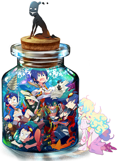 nia teppelin, simon, antispiral, and garlock simon (tengen toppa gurren lagann) drawn by mus59ga