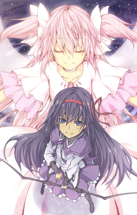 akemi homura, kaname madoka, and ultimate madoka (mahou shoujo madoka magica) drawn by oukawa_yuu