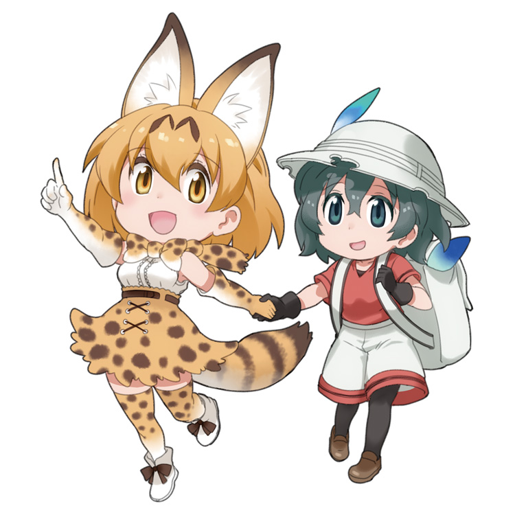 serval, kaban, and lucky beast (kemono friends) drawn by puyo_(puyotopia)