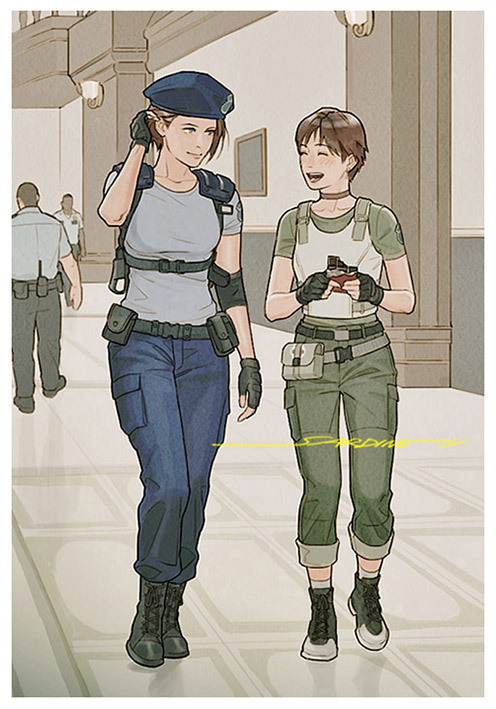 jill valentine and rebecca chambers (resident evil and 1 more) drawn by sardine_(kjr0313)