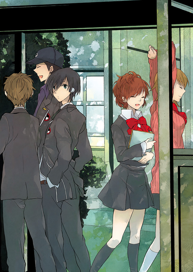 yuuki makoto, shiomi kotone, takeba yukari, iori junpei, and tomochika kenji (persona and 2 more) drawn by kamura_karo