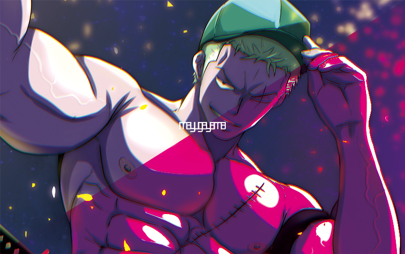 roronoa zoro (one piece) drawn by mayugeyama