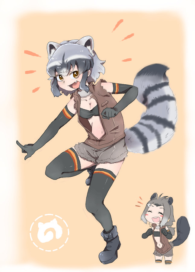 common raccoon and american beaver (kemono friends) drawn by peperon_(801mominoki)