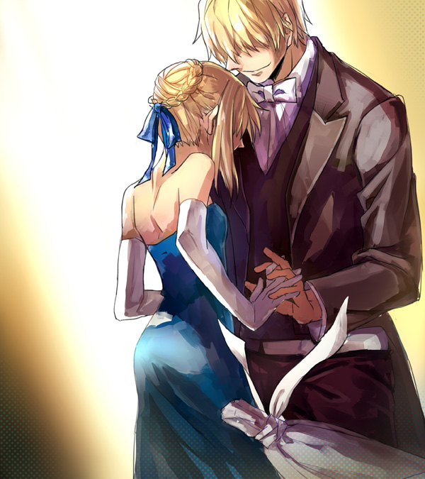 artoria pendragon, saber, and gilgamesh (fate and 2 more) drawn by lorein