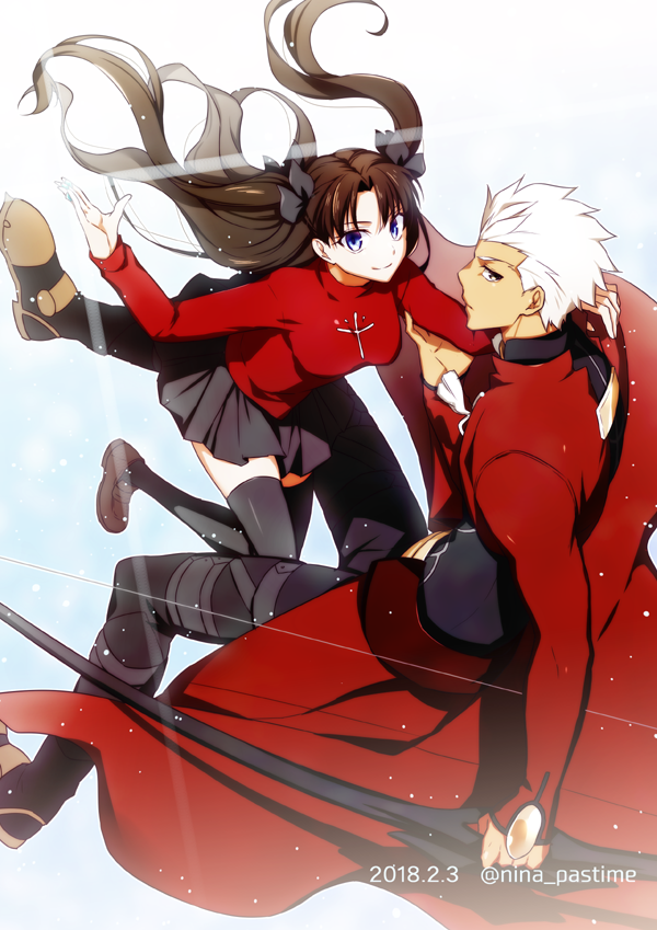 tohsaka rin and archer (fate and 1 more) drawn by nina_(pastime)