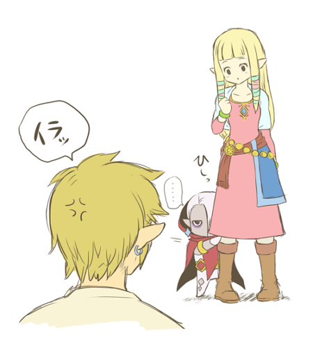 link, princess zelda, and ghirahim (the legend of zelda and 1 more) drawn by mutsuki_kaya