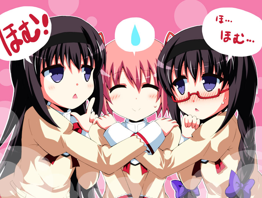 akemi homura and kaname madoka (mahou shoujo madoka magica) drawn by k_hiro