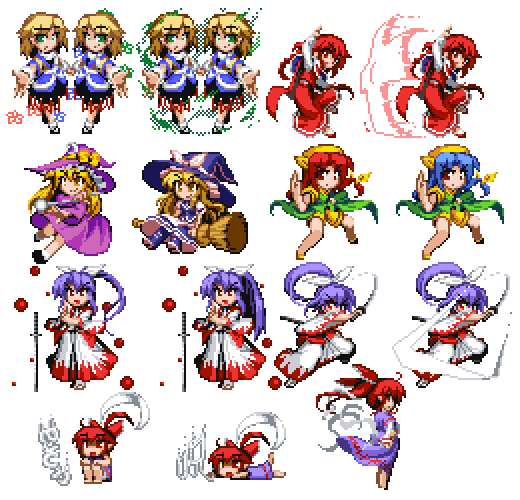kirisame marisa, mizuhashi parsee, okazaki yumemi, meira, orange, and 1 more (touhou and 1 more) drawn by matsuki_akira