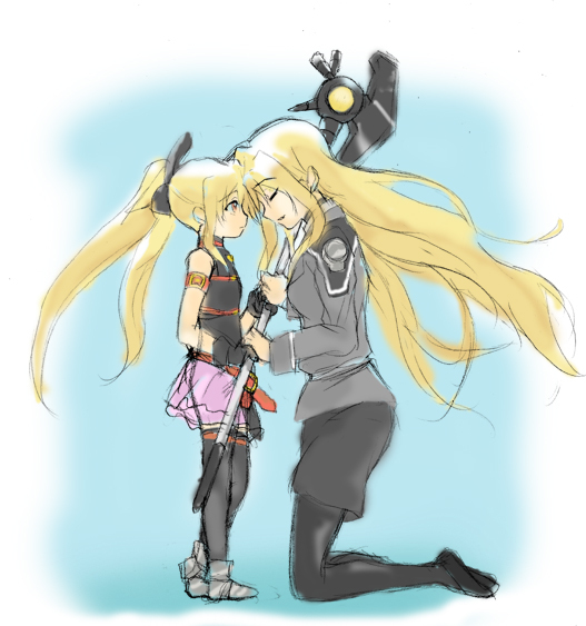 fate testarossa and bardiche (lyrical nanoha and 2 more) drawn by hareta