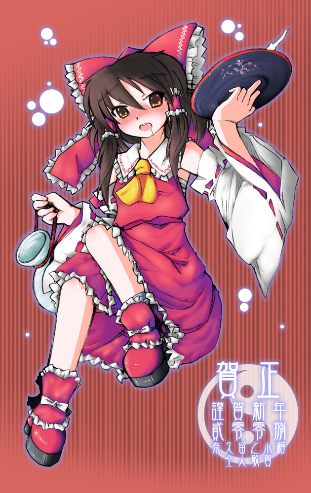 hakurei reimu (touhou) drawn by naik