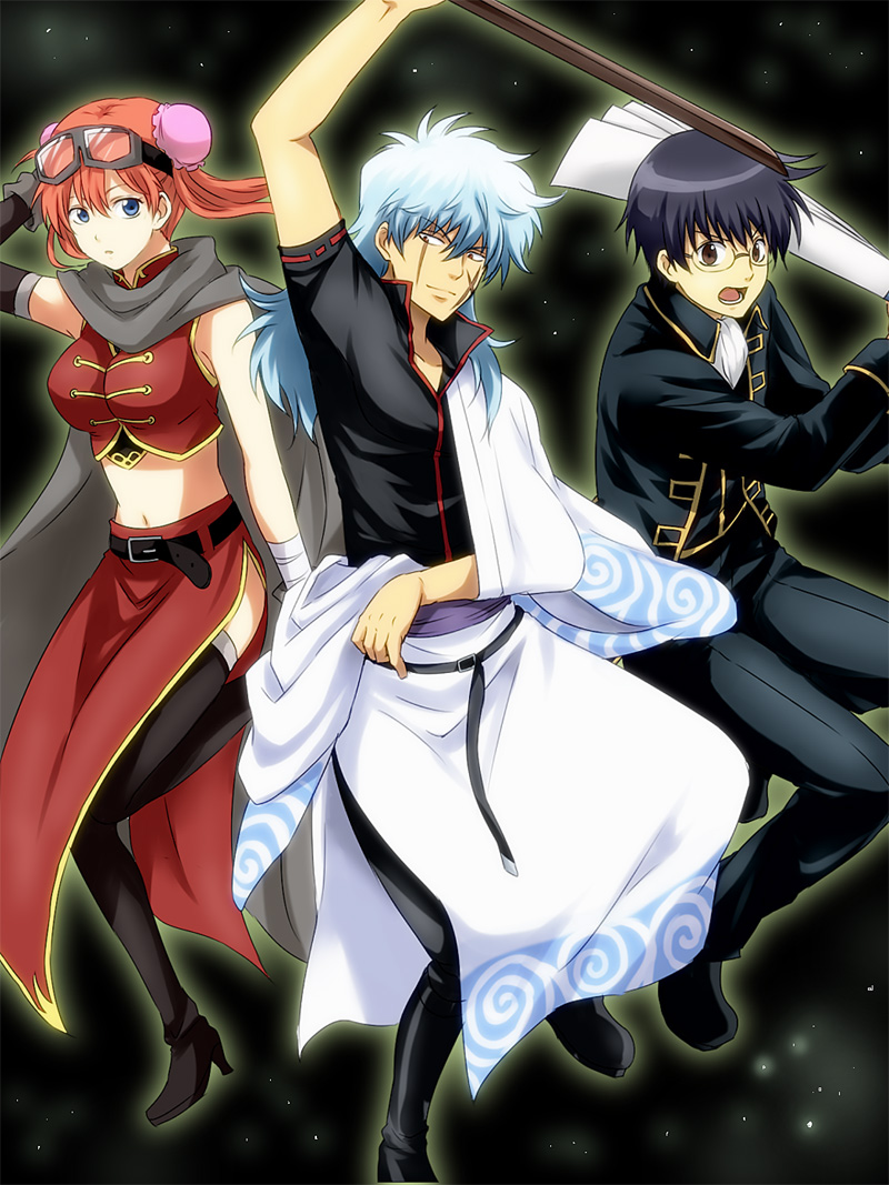 sakata gintoki, kagura, and shimura shinpachi (gintama) drawn by maruki_(punchiki)