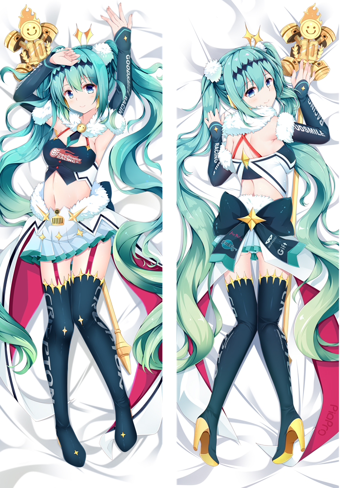hatsune miku and racing miku (vocaloid and 1 more) drawn by qingye_ling