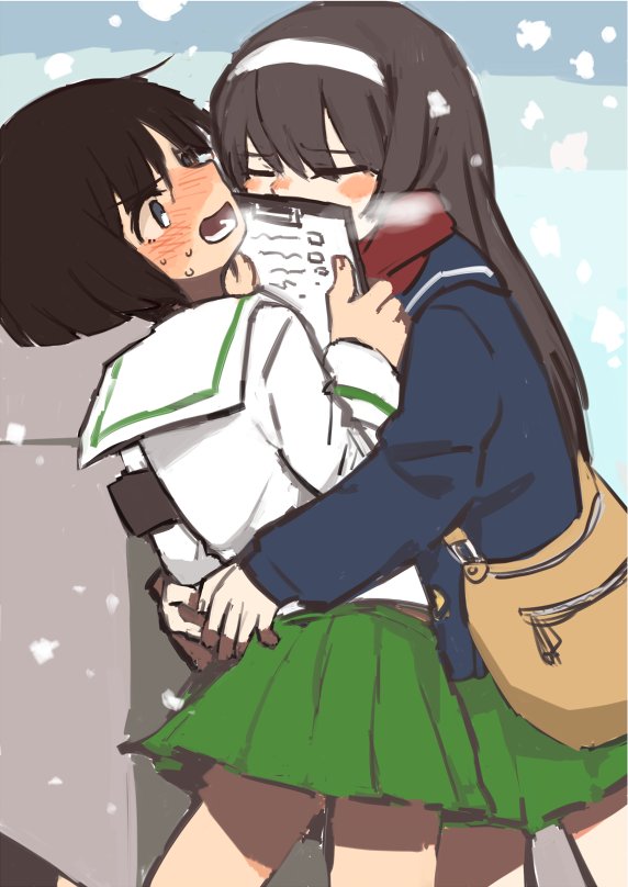 reizei mako and sono midoriko (girls und panzer) drawn by chikiso