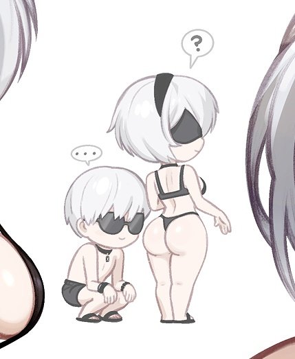 2b and 9s (nier and 1 more) drawn by blushyspicy