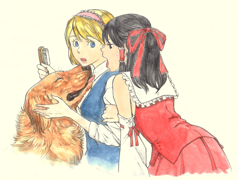 hakurei reimu and alice margatroid (touhou) drawn by kobuushi