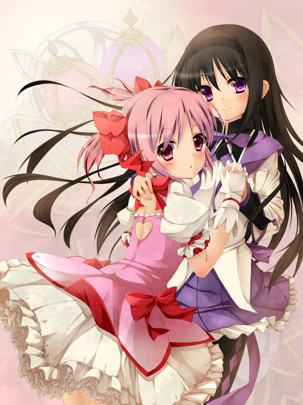 akemi homura and kaname madoka (mahou shoujo madoka magica) drawn by nironiro