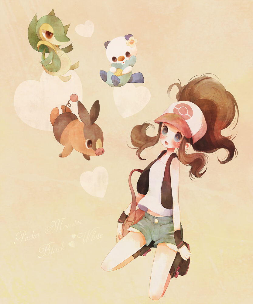 hilda, oshawott, snivy, and tepig (pokemon and 1 more) drawn by poco24
