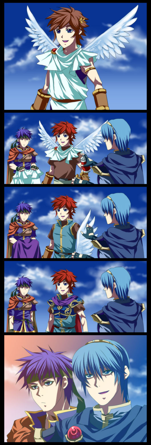 ike, pit, marth, and roy (fire emblem and 5 more) drawn by toile_ga_chikaize
