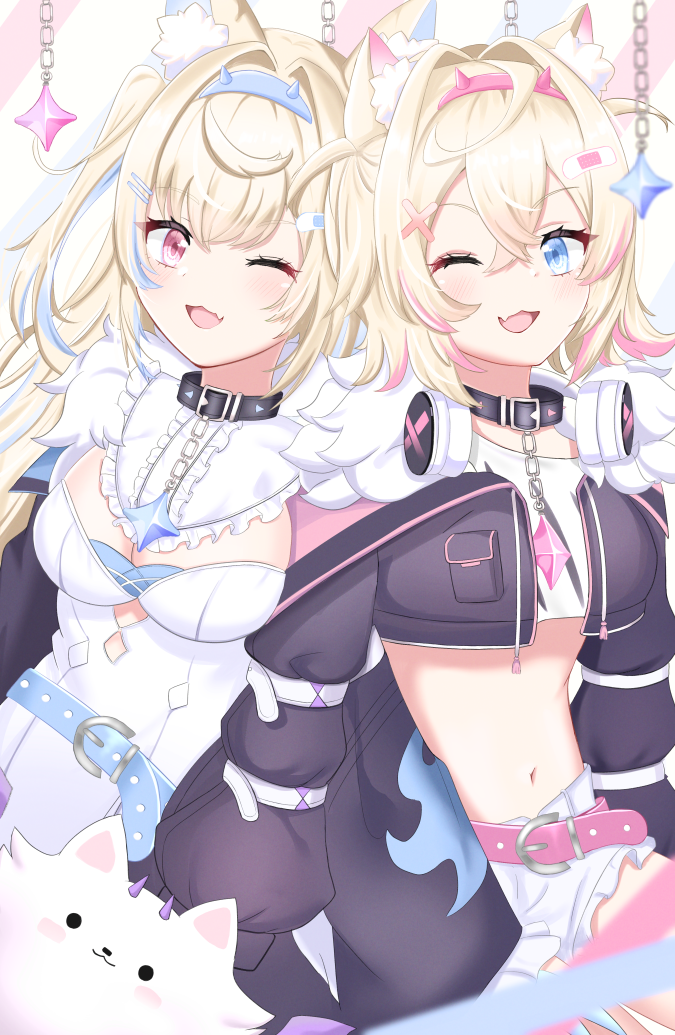 fuwawa abyssgard, mococo abyssgard, and perroccino (hololive and 1 more) drawn by miuki_(artsmiuki)