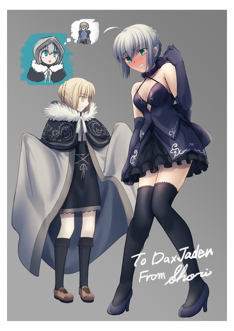artoria pendragon, saber alter, and gray (fate and 1 more) drawn by shoori_(migiha)