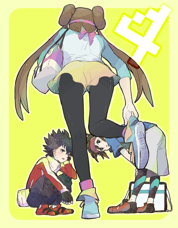 rosa, nate, and hugh (pokemon and 1 more) drawn by shigeru