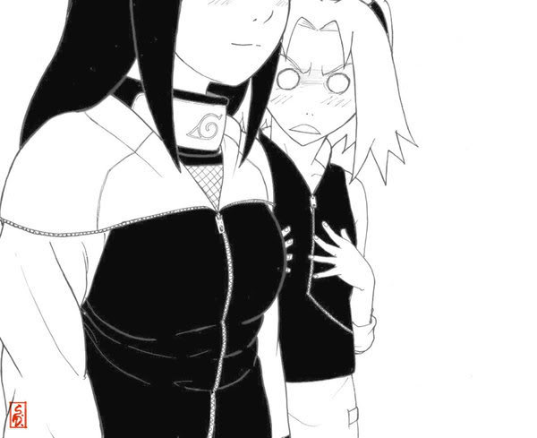 haruno sakura and hyuuga hinata (naruto) drawn by sharingandevil