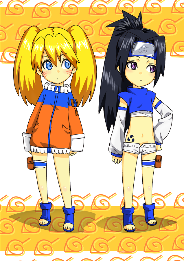uchiha sasuke and naruko (naruto) drawn by koube_an
