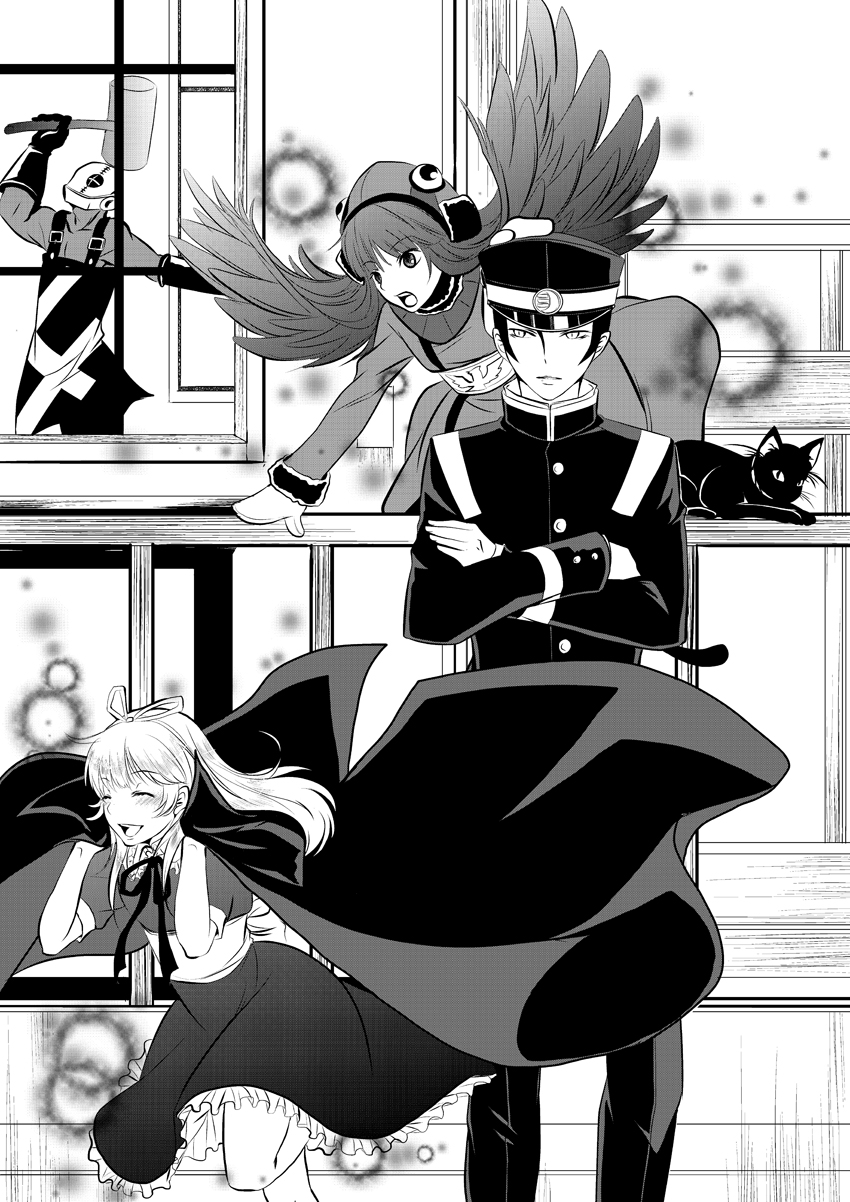 kuzunoha raidou, alice, gouto, muu shuwuu, and ippon-datara (shin megami tensei and 3 more) drawn by ryoko_(game_x_over)