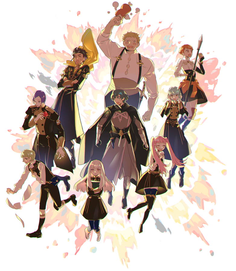 hilda valentine goneril, male byleth, lysithea von ordelia, marianne von edmund, claude von riegan, and 4 more (fire emblem and 1 more) drawn by kaeritainaaaaa