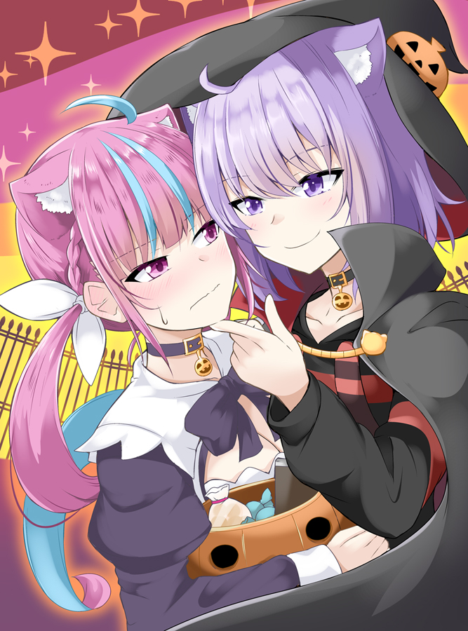 nekomata okayu and minato aqua (hololive) drawn by ichimi