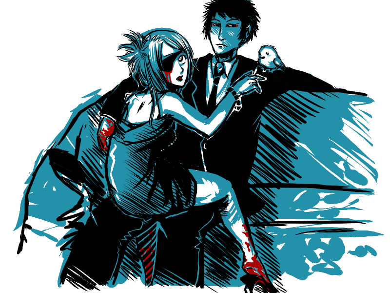 chrome dokuro, hibari kyouya, and hibird (katekyo hitman reborn!) drawn by hehehahamx