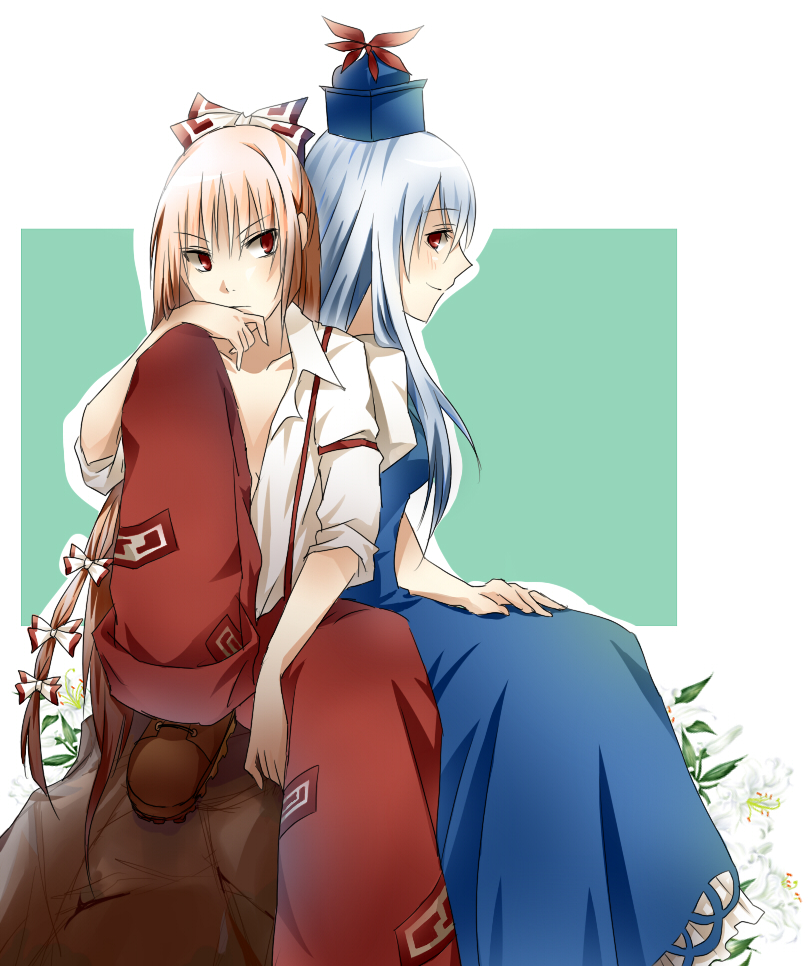 fujiwara no mokou and kamishirasawa keine (touhou) drawn by sao_(0060)
