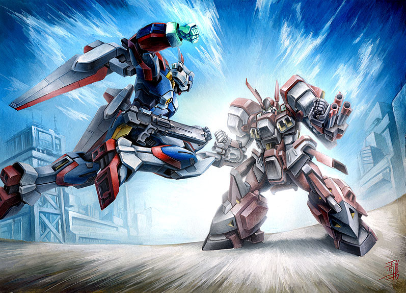 alteisen and r-1 (super robot wars and 1 more) drawn by taedu