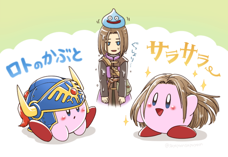 kirby, slime, and hero (dragon quest and 3 more) drawn by sayoyonsayoyo