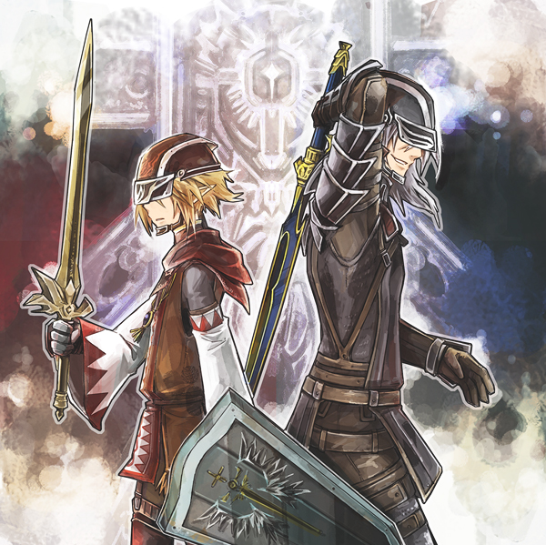 adventurer, white mage, and dark knight (final fantasy and 1 more) drawn by fujiwara_akina