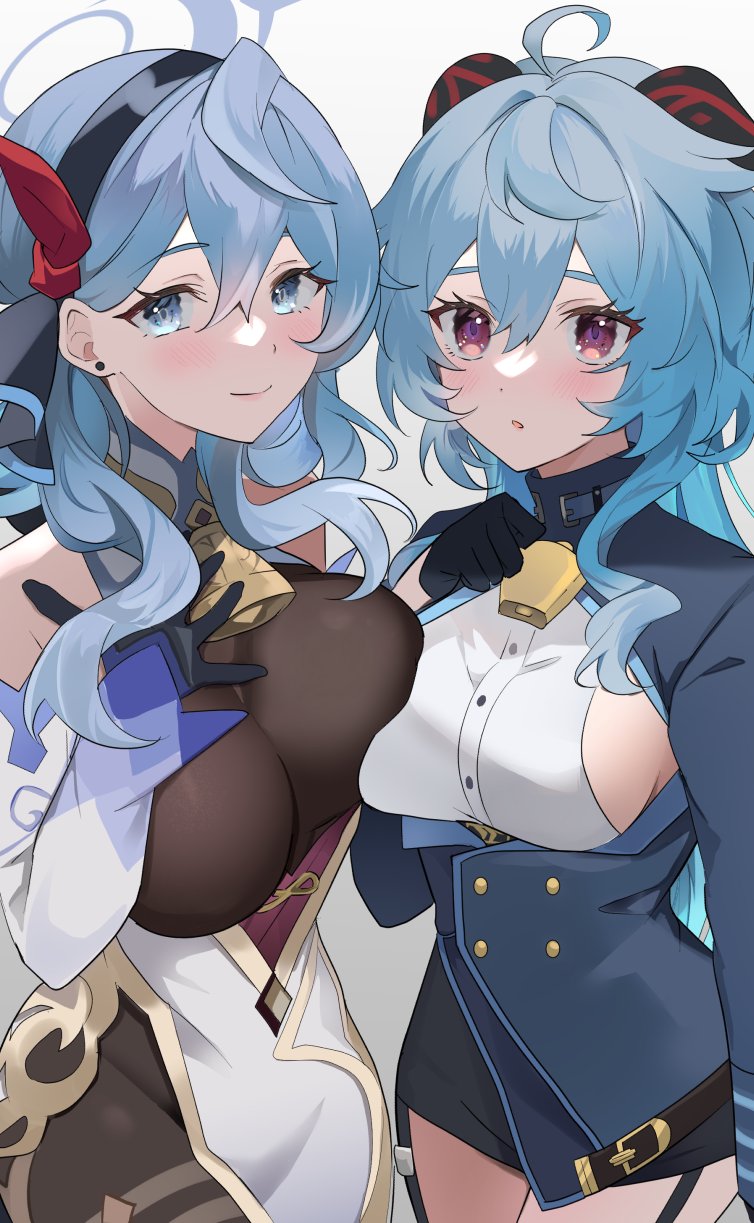 ganyu and ako (blue archive and 1 more) drawn by shinsekki