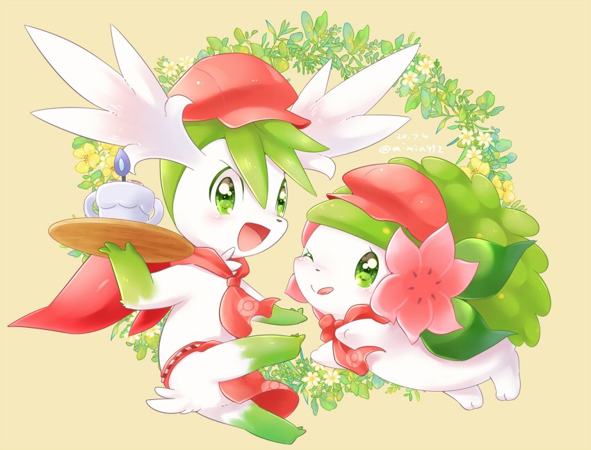 shaymin (pokemon and 1 more) drawn by aimi_(aimia492)