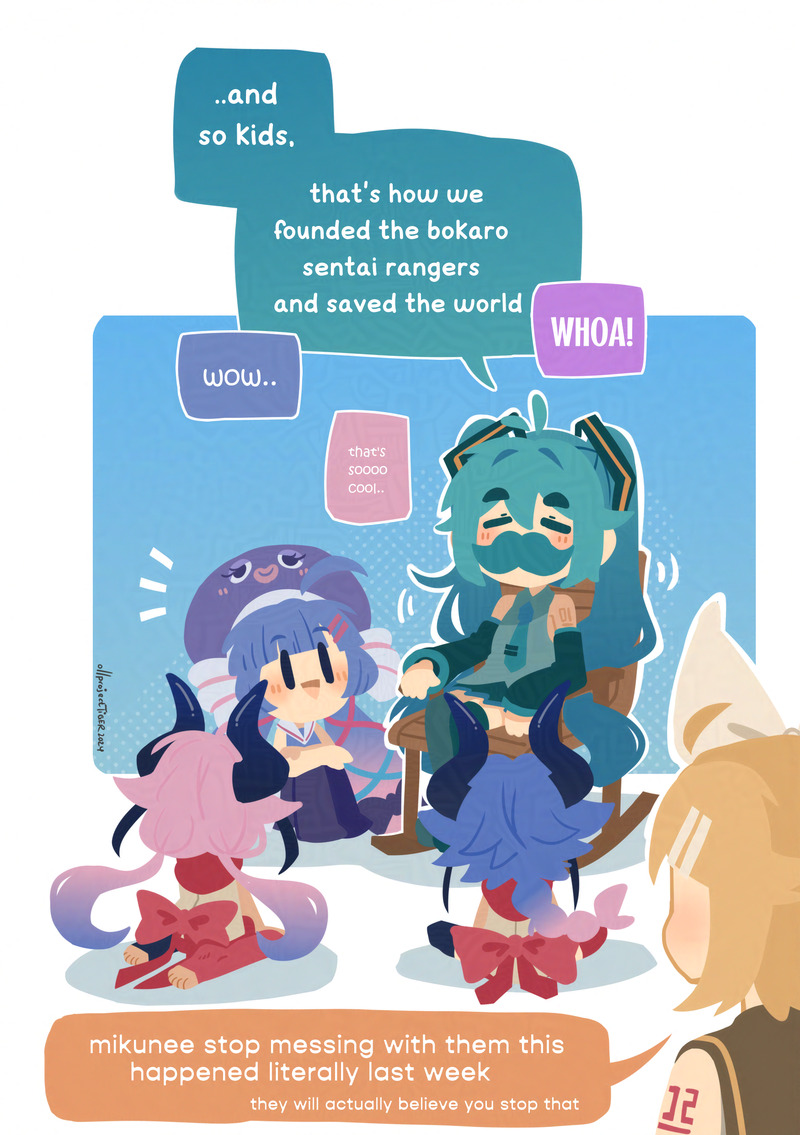 hatsune miku, kagamine rin, otomachi una, meika hime, and meika mikoto (vocaloid and 2 more) drawn by projecttiger