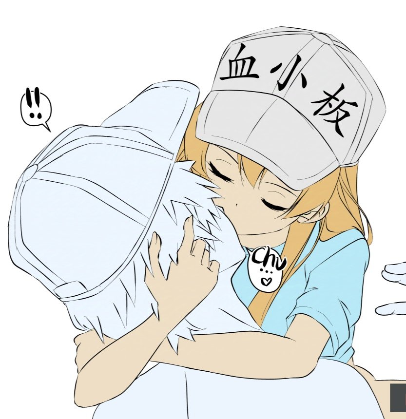 platelet and white blood cell (hataraku saibou) drawn by sydus