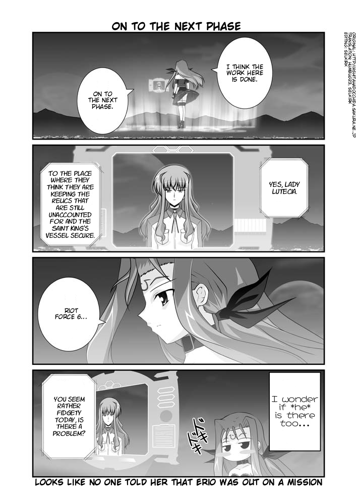 lutecia alpine, uno, and asclepius (lyrical nanoha and 1 more) drawn by mikage_takashi