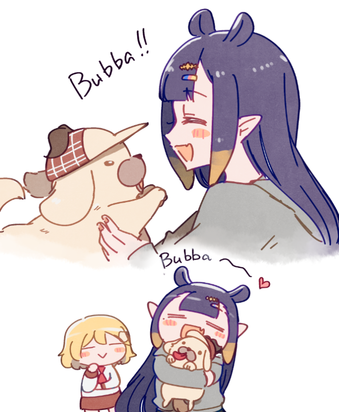 ninomae ina'nis, watson amelia, and bubba (hololive and 1 more) drawn by sarariman114