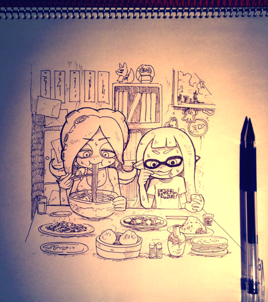 inkling player character, inkling girl, octoling player character, and takozonesu (splatoon and 1 more) drawn by yuta_agc