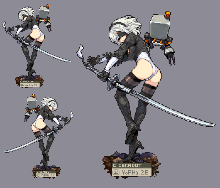 2b and pod (nier and 1 more) drawn by shirosu
