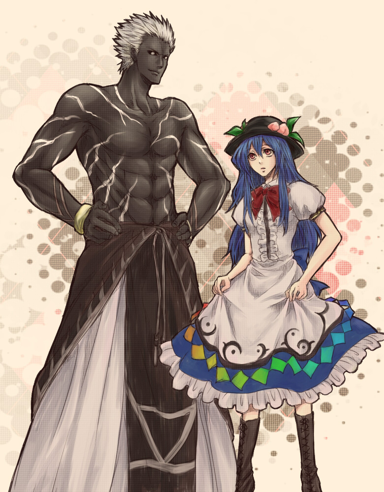 hinanawi tenshi and mukai (touhou and 2 more) drawn by mugennagi