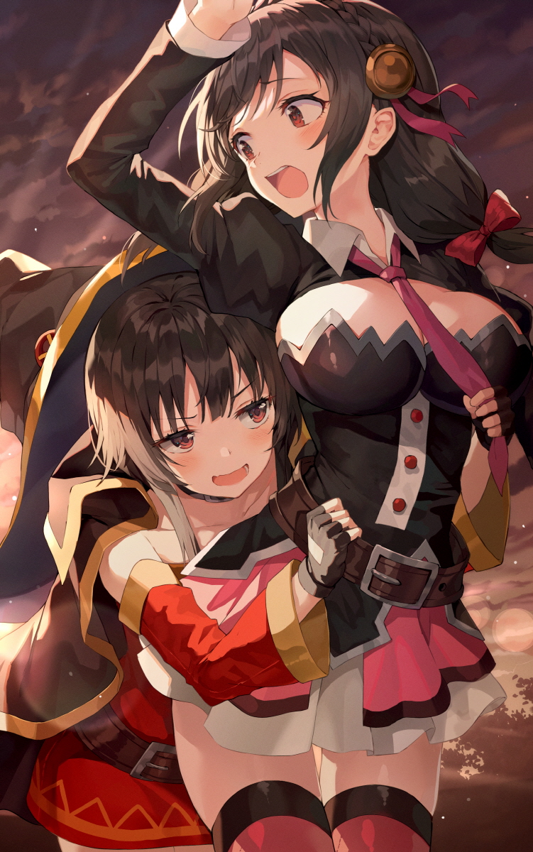 megumin and yunyun (kono subarashii sekai ni shukufuku wo!) drawn by huwari_(dnwls3010)