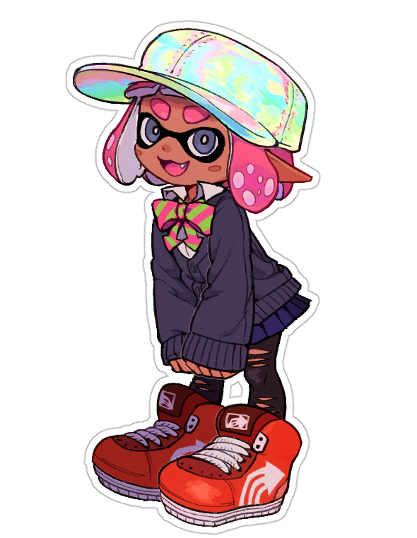 inkling player character, inkling girl, and aki (splatoon and 1 more) drawn by ikki_(gsl_9708)
